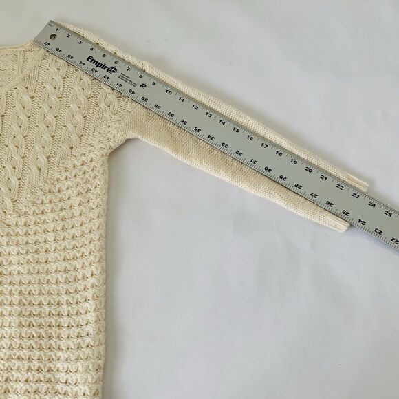 Lucky Brand Sweater Women M Ivory Open Cable Knit Crochet Boho Cottage Preppy - Picture 6 of 7